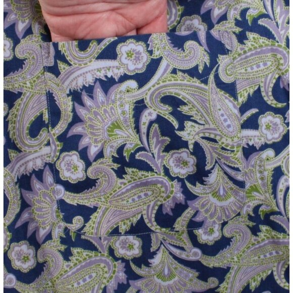 Alan Flusser Mens Large Paisley Floral Button-Up Shirt 100% Cotton Blue Purple G - Picture 2 of 7
